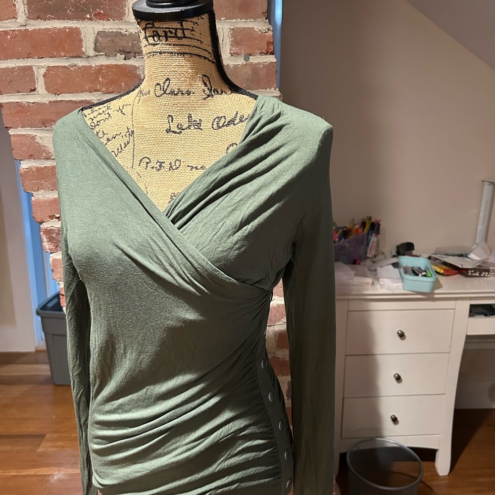 Elegant Olive Green Wrap Top